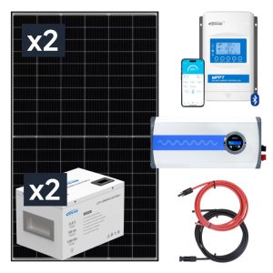 ELEKTROWNIA SŁONECZNA 870WP Z AKUMULATOREM - ZASILANIE 230V MOC 2000W + MPPT