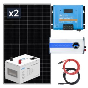 Zestaw PV 870W, akumulator LiFePO4 100Ah, regulator MPPT i przetwornica