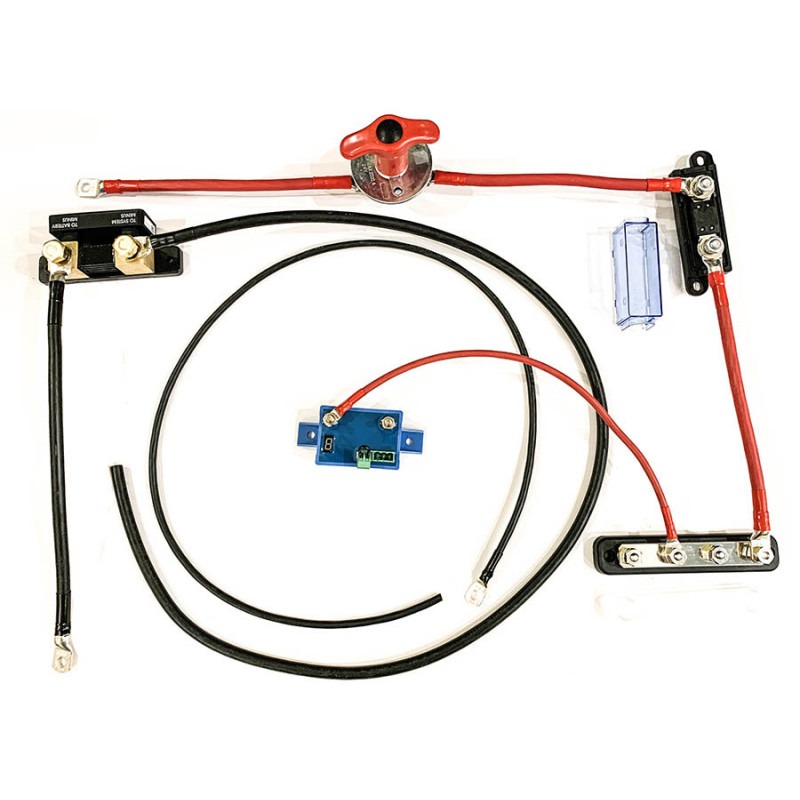 Przewód 35mm2 z heblem bezpiecznikiem rozdzielaczem, ochronnikiem i monitorem SmartShunt