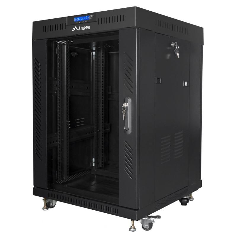 Szafa Rack Lanberg 19” 15U FF01-6615-12BL V2 z termostatem