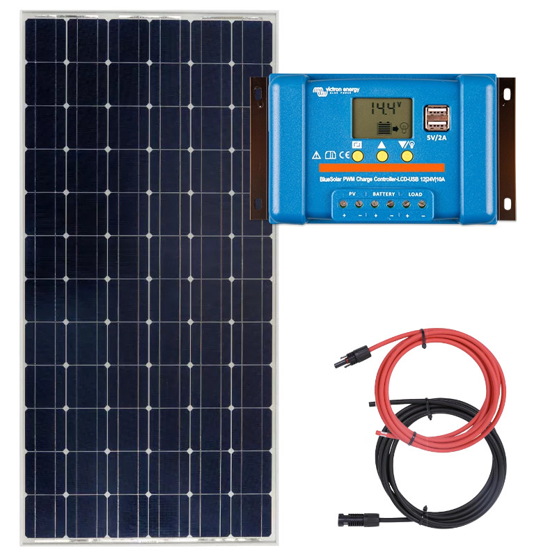 Zestaw do kampera panel sztywny 150W, regulator ładowania 10A